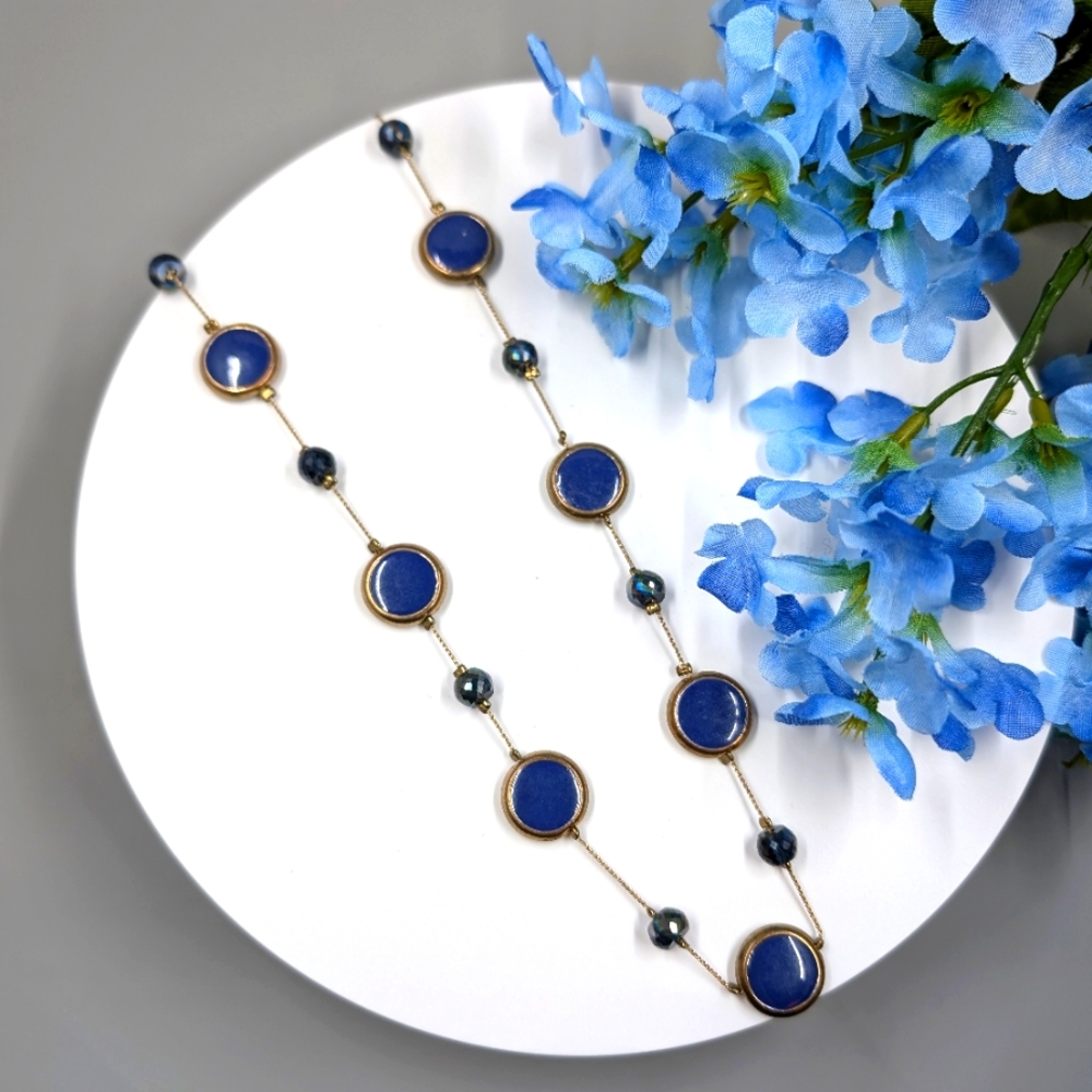 Charming Charlie Signed Extra Long 40" Genuine Crystal Station Necklace